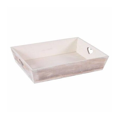VASSOIO IN ABETE BIANCO C/CUORI cm 38x30x7h