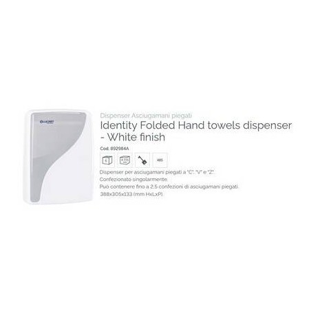 DISPENSER ASCIUGAMANI PIEGATI IDENTITY 892984A WHITE LUCART