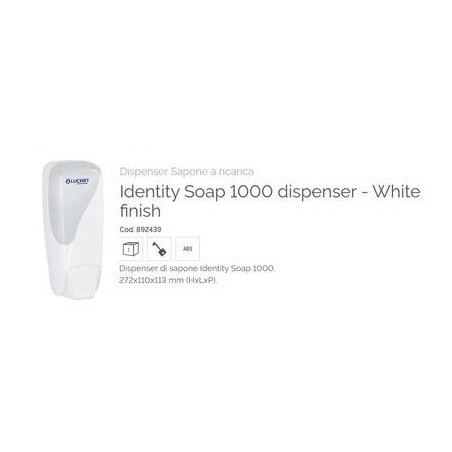 DISPENSER SAPONE LIQUIDO IDENTITY 1000ml 892439 WHITE LUCART