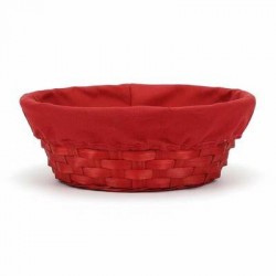 PORTA PANE OVALE C/FODERA IN BAMBU' ROSSO cm24x18x11h