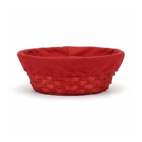 PORTA PANE OVALE C/FODERA IN BAMBU' ROSSO cm24x18x11h
