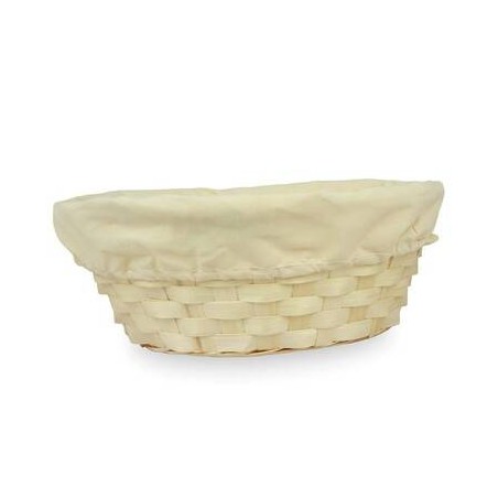 PORTA PANE OVALE C/FODERA IN BAMBU' NATURAL cm24x18x11h