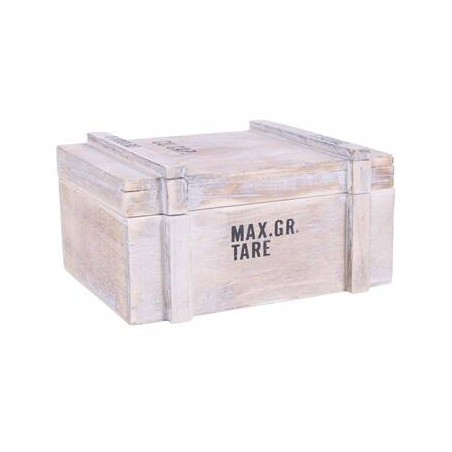 SCATOLA IN LEGNO SBIANCATO cm20x15,5x10h