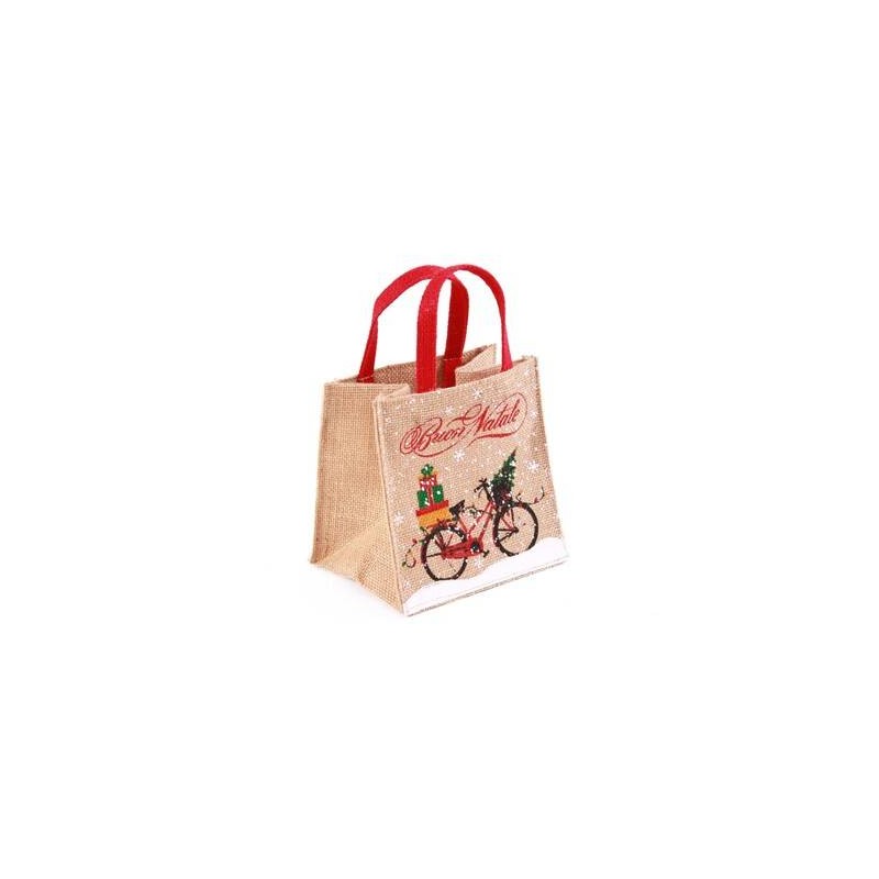 BORSA JUTA BUON NATALE cm 15x12x15h