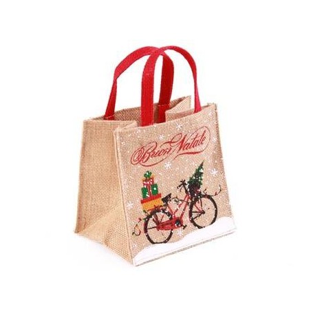 BORSA JUTA BUON NATALE cm 15x12x15h