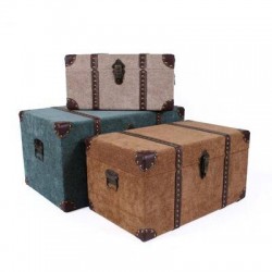 BAULE IN MDF E VELLUTO MIS.L cm56x34x30h COL.PETROLIO