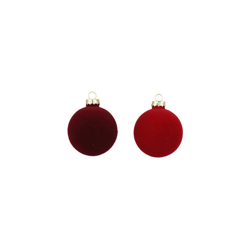 PALLINA DI NATALE IN VELLUTO ø15cm ROSSA E BORDO' 1pz
