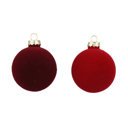 PALLINA DI NATALE IN VELLUTO ø15cm ROSSA E BORDO' 1pz