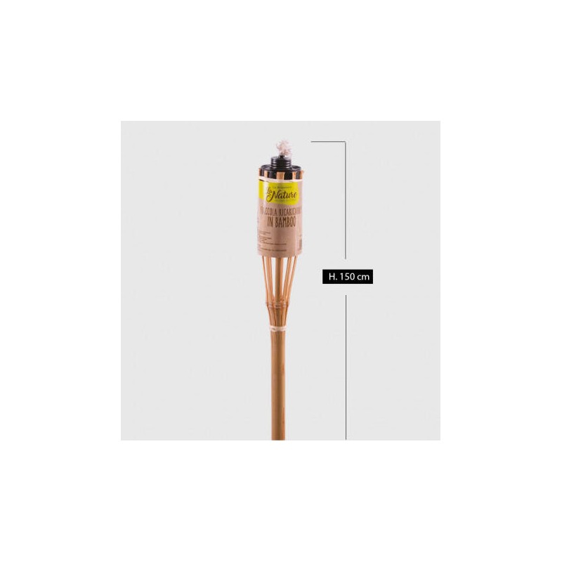 FIACCOLA GIARDINO BAMBU C/CONTENITORE H.150cm