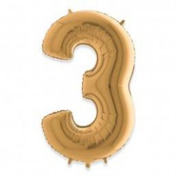 PALLONE NUMERO 3 MYLAR 102cm 40 ORO