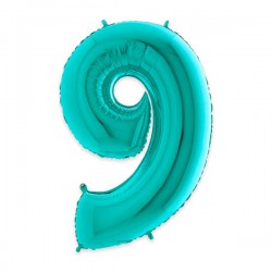 PALLONE NUMERO 9 MYLAR 102cm 40 ACQUAMARINA