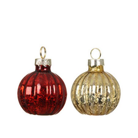 PALLINE DI VETRO CON FINITURA ANTICA ø4cm 2COLOLRI ASS.TI 6pz
