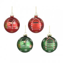 PALLINE DI VETRO ø8cm CON DISEGNO LETTERA XMAS COLORI ASS.TI 3pz