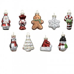 SET FIGURE NATALIZIE IN VETRO DA APPENDERE 5x3x2cm ASS.TE 9pz