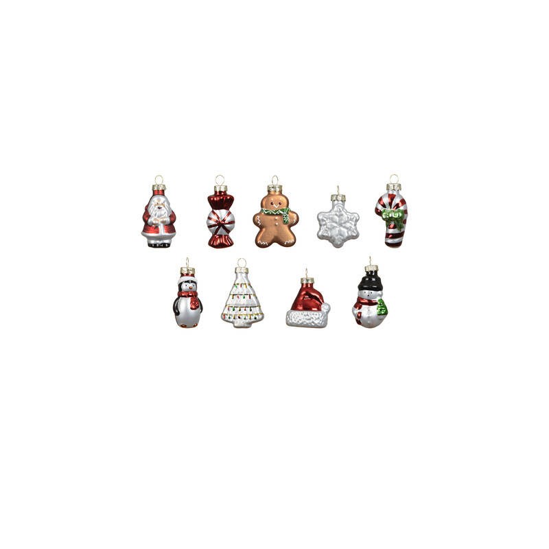SET FIGURE NATALIZIE IN VETRO DA APPENDERE 5x3x2cm ASS.TE 9pz