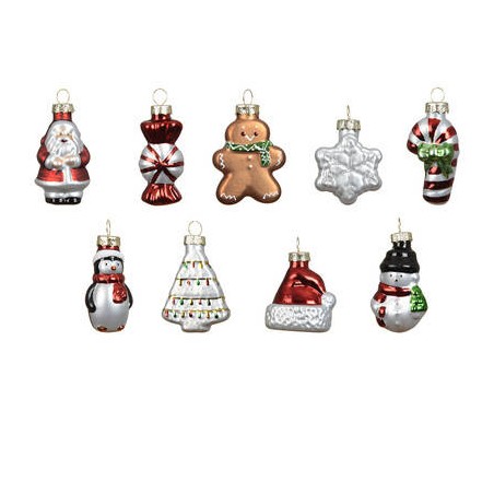 SET FIGURE NATALIZIE IN VETRO DA APPENDERE 5x3x2cm ASS.TE 9pz