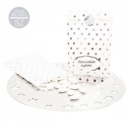 SACCHETTI CARTA POIS ARGENTO 13x20cm 8pz
