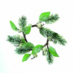 GHIRLANDA GIROCANDELA CON BACCHE BIANCHE ø18cm