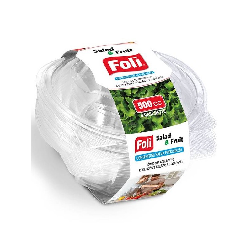 CONTENITORI SALVAFRESCHEZZA PET C/COPERCHIO 500cc 4pz FOLI'
