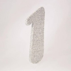 NUMERO POLISTIROLO GLITTER mm120x90 1 ARGENTO