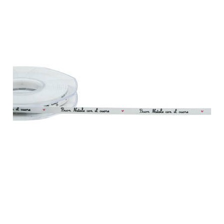 NASTRO GROS-GRAIN mm6x15mt STAMPA BUON NATALE CON IL CUORE