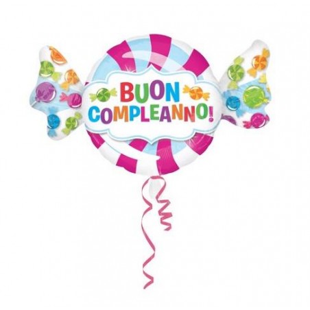 PALLONE MYLAR S/SHAPE SWEET SHOP BUON COMPLEANNO 101cm