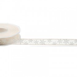 NASTRO VELO LUMINOSO mm15x10mt FIOCCHI DI NEVE AVORIO