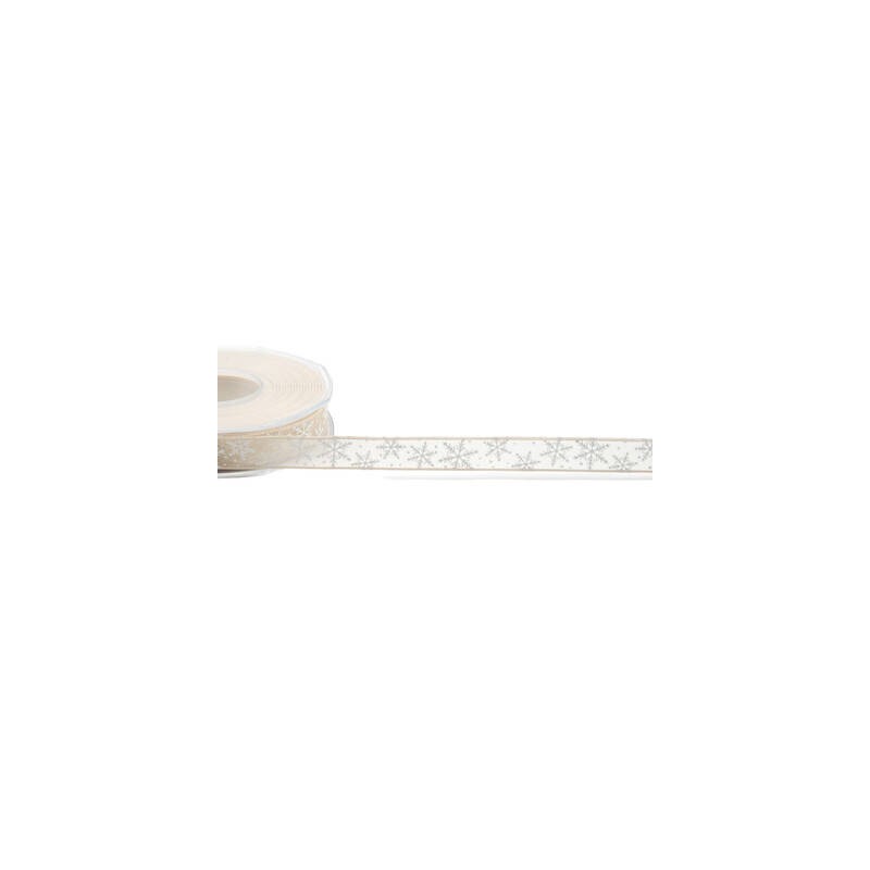 NASTRO VELO LUMINOSO mm15x10mt FIOCCHI DI NEVE AVORIO