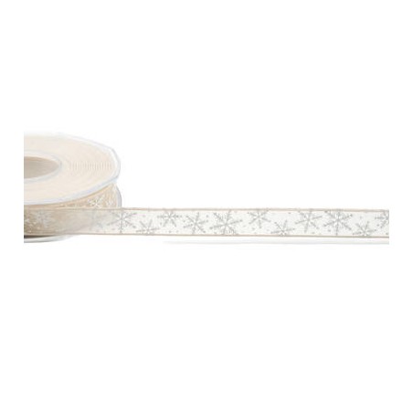 NASTRO VELO LUMINOSO mm15x10mt FIOCCHI DI NEVE AVORIO