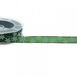 NASTRO VELO LUMINOSO mm15x10mt COL 26/663 FIOCCHI DI NEVE VERDE