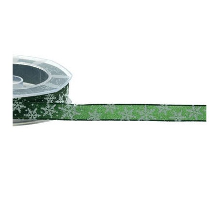 NASTRO VELO LUMINOSO mm15x10mt COL 26/663 FIOCCHI DI NEVE VERDE