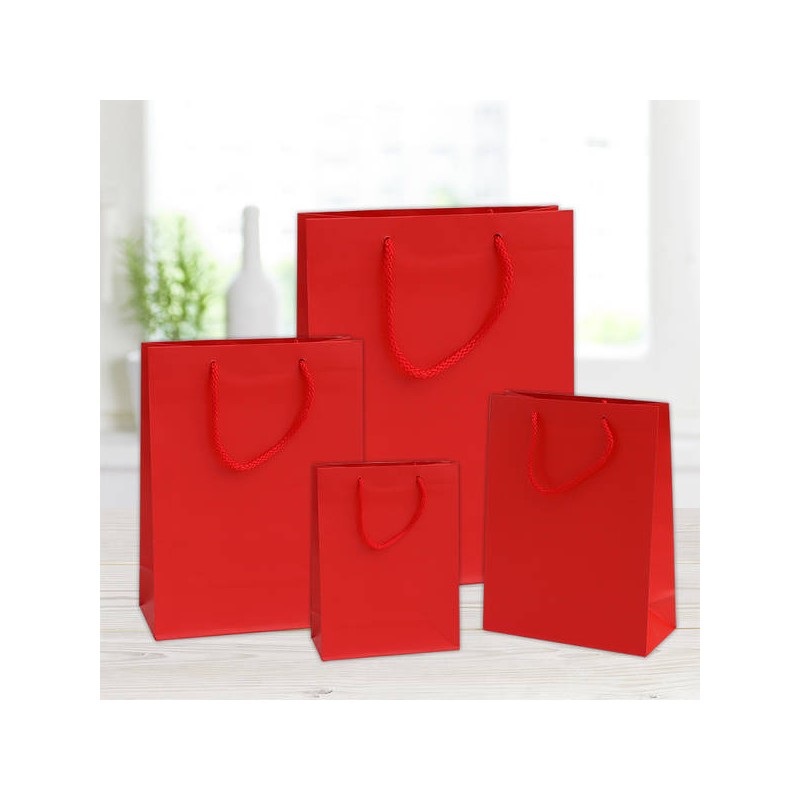 SHOPPER IN CARTA PLASTIFICATA OPACA 27+12x37cm ROSSO