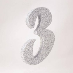 NUMERO POLISTIROLO GLITTER mm120x90 3 ARGENTO