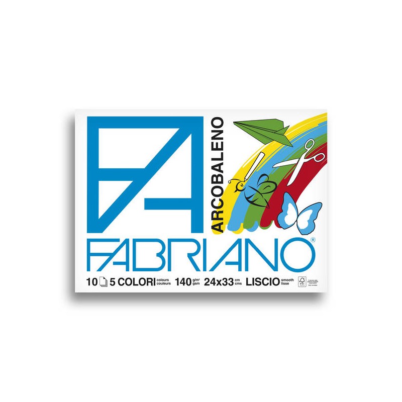 ALBUM FABRIANO ARCOBALENO 24x33cm 10fg 140gr 5 COLORI