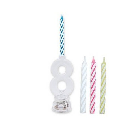 CANDELINA NUMERO PLASTICA C/LED COLOR N°8