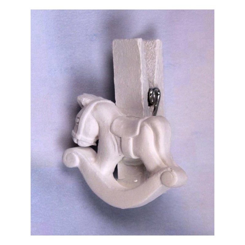 CAVALLO DONDOLO GESSO CLIP LEGNO 8pz