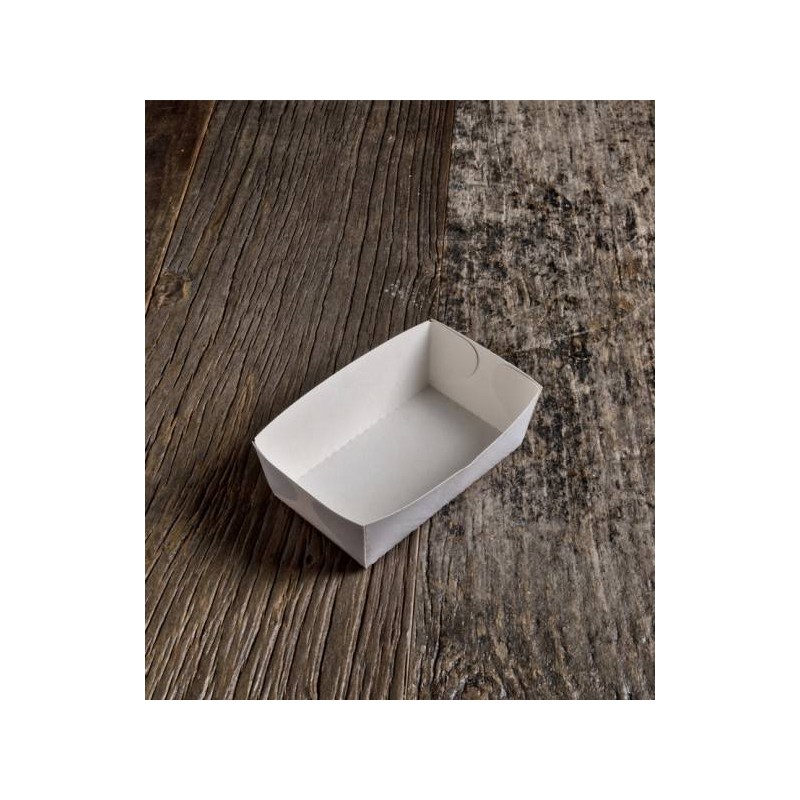 VASCHETTA PATATINE CARTONCINO BIANCO BIO COMPOSTABILI 15x9x5cm 250pz