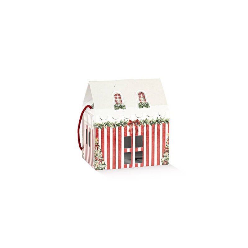 CASETTA C/CORDINI 20x14x14cm MARKET ROSSO
