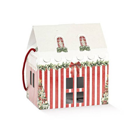 CASETTA C/CORDINI 20x14x14cm MARKET ROSSO