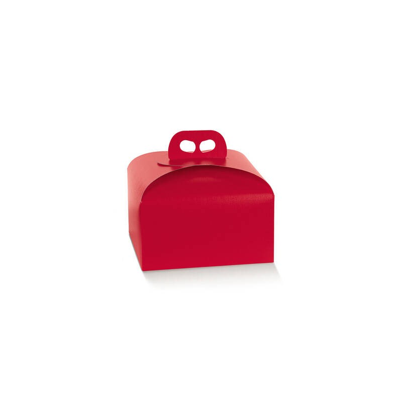 SCATOLA PANETTONE 24,5x24,5x13cm FIBRA ROSSO