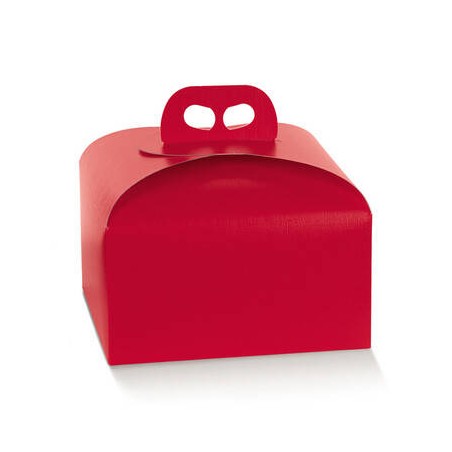 SCATOLA PANETTONE 24,5x24,5x13cm FIBRA ROSSO