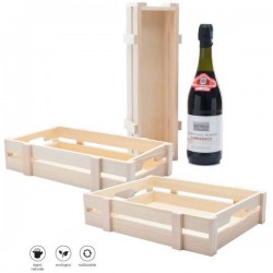 CASSETTA CESTO LEGNO NATURALE APERTA 35x11x7,5cm