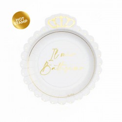 PIATTI PIANI ø20cm CON CORONA BATTESIMO ORO 8pz