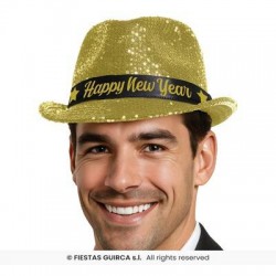 CAPPELLO C/PAILETTES ORO HAPPY NEW YEAR