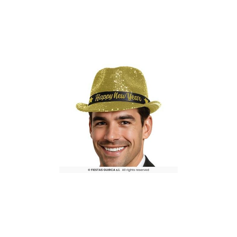 CAPPELLO C/PAILETTES ORO HAPPY NEW YEAR