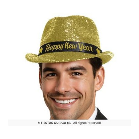 CAPPELLO C/PAILETTES ORO HAPPY NEW YEAR