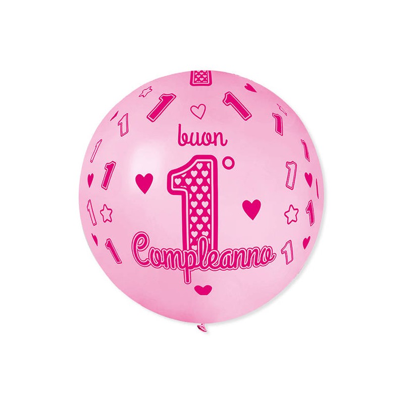 PALLONE LATTICE ALL AROUND ø80cm 1° COMPLEANNO ROSA