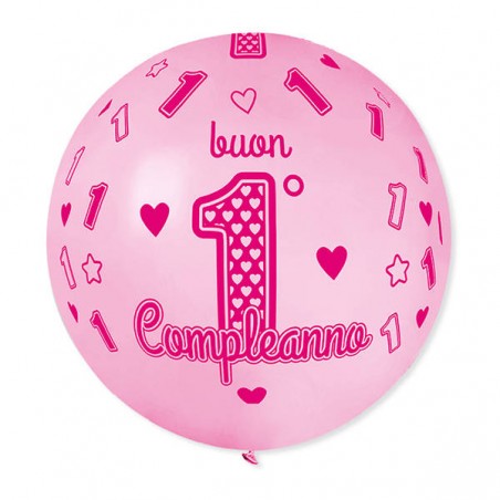 PALLONE LATTICE ALL AROUND ø80cm 1° COMPLEANNO ROSA