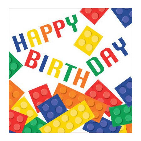 TOVAGLIOLI 33x33 LEGO BLOCK PARTY HAPPY BIRTHDAY 16pz