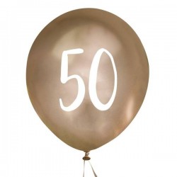 PALLONCINI IN LATTICE ø30cm ORO CROMATO 50ANNI 5pz